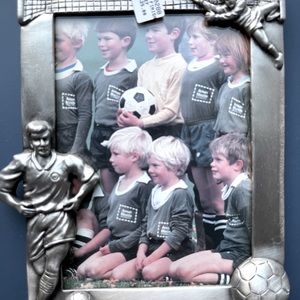 Pewter finished soccer frame. New 5x7